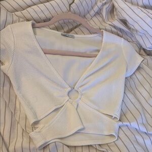White Ribbed Crop Top